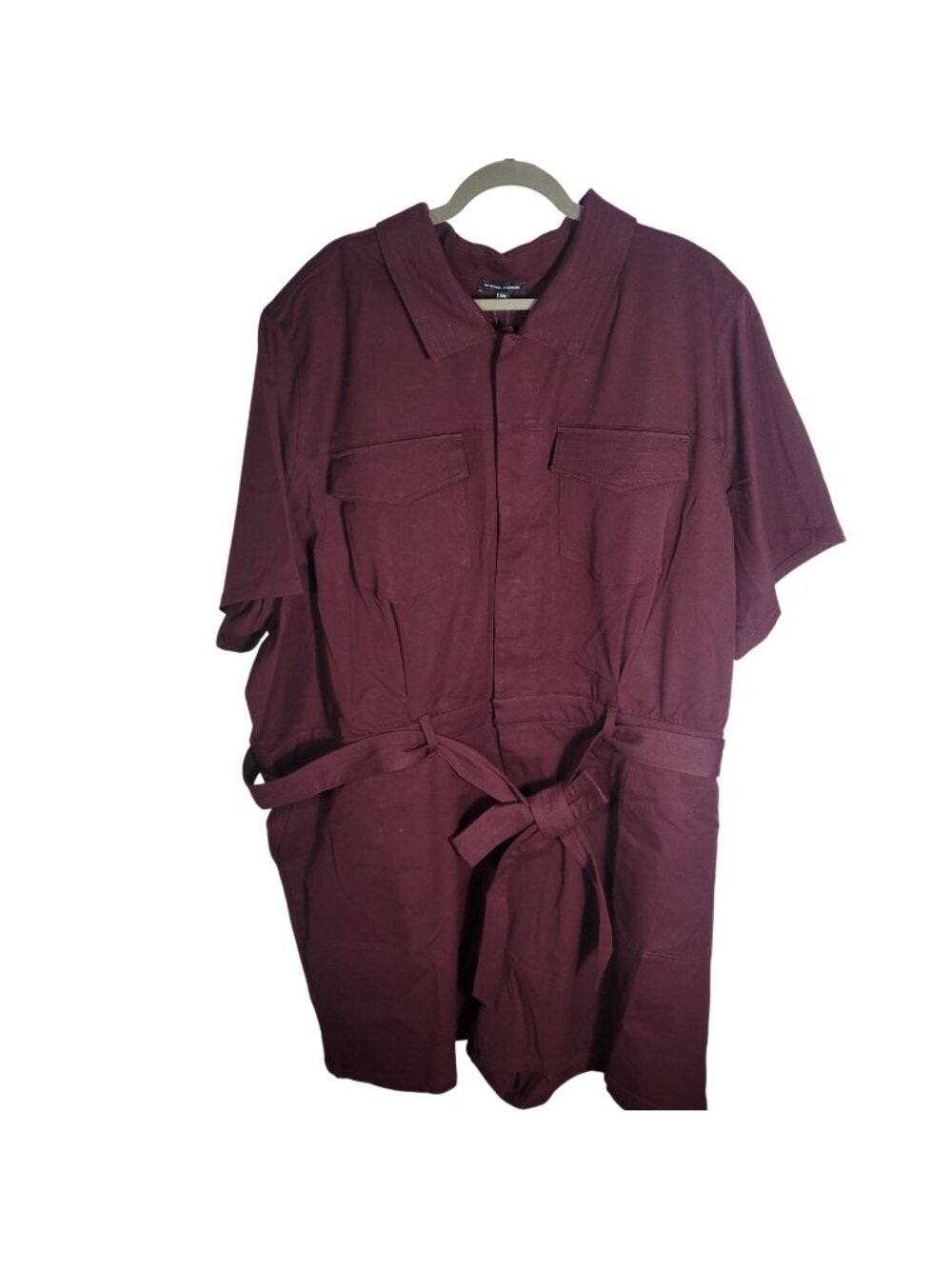 Universal Standard Short-Sleeve Burgundy Belted Utility Romper Size 3XL (6X)